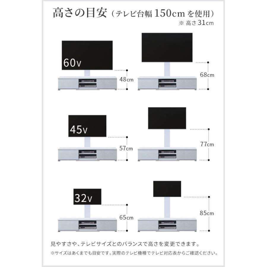 震度7耐震試験済み 32〜60インチ対応 WALL(ウォール) インテリアテレビスタンド テレビ台用スタンド＋背面収納木目調テレビ台セット 幅150cm 2色対応 おしゃれ｜wakuwaku-land｜15