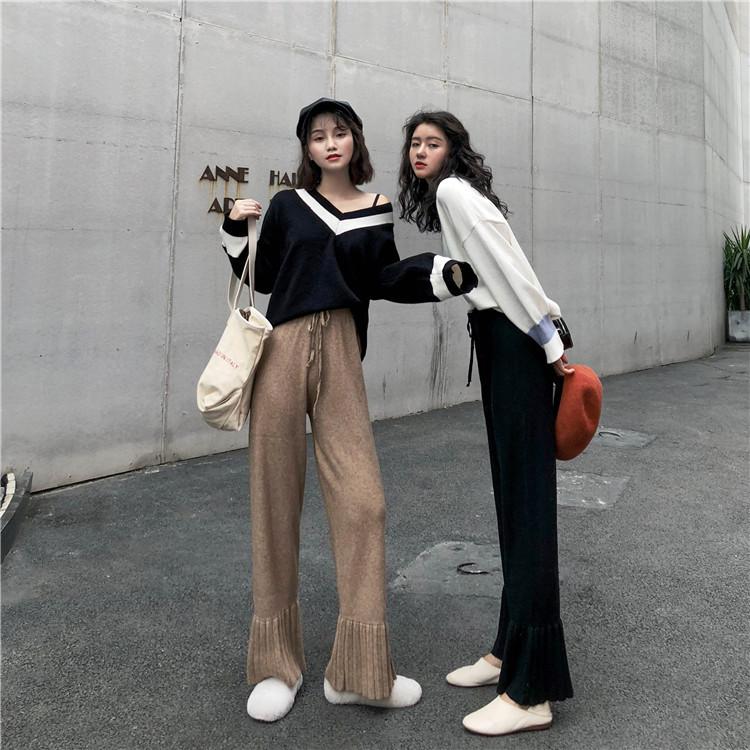 超人気インスタグラムで話題 韓国ファッション ニット ゆったりする ワイドパンツ フレアパンツ Nsapopbpnt0271 Boutipue Esme 通販 Yahoo ショッピング