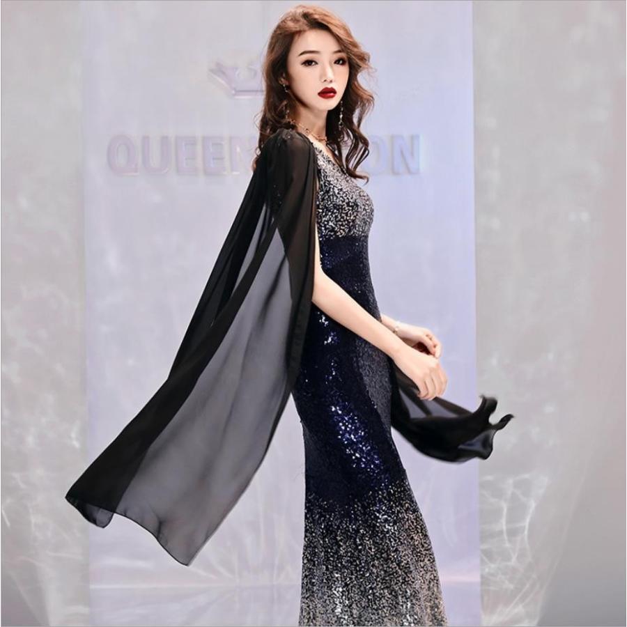 送料無料 パーティー 結婚式 披露宴 ステージ 演奏会　キラキラスパンコール ロングドレス スパンコールキラキラウェディングドレス演奏会 (パーティードレス