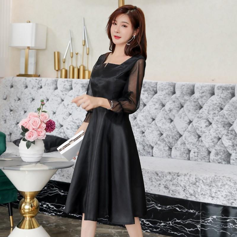 全3色 M 5l 出かけ パーティードレス 結婚式 ステー 艶感サテン 異