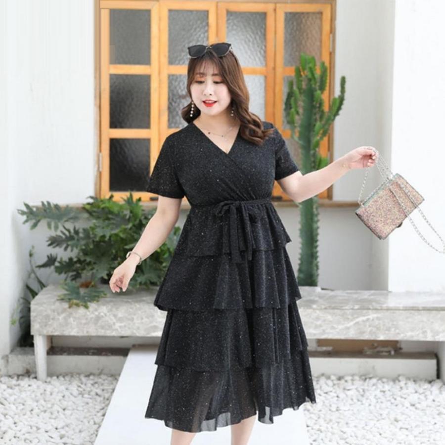 パーティードレス 大きいサイズ ぽっちゃり 結婚式 ワンピース 2l 3l 4l 5l 6l 7l 8l キラキララメ入りドレス Nskrkdf0163 Boutipue Esme 通販 Yahoo ショッピング