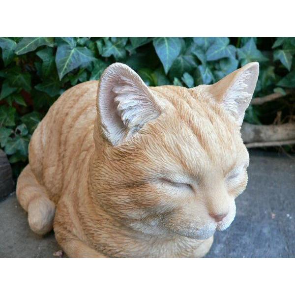 香箱ねこ　茶トラ　レジン製　ガーデンオーナメント Amazon.co.jp: リアルすぎてドキッとするほど本物そっくりなネコの
