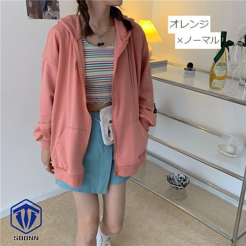 最新作の フーディ 裏起毛 薄手 アウター トップス 女性 レディース ジップアップ パーカー 大きいサイズ ゆったり ドロップショルダー ファスナー 前開き パーカー タイプ サイズ L Leauduvalenciennois Fr