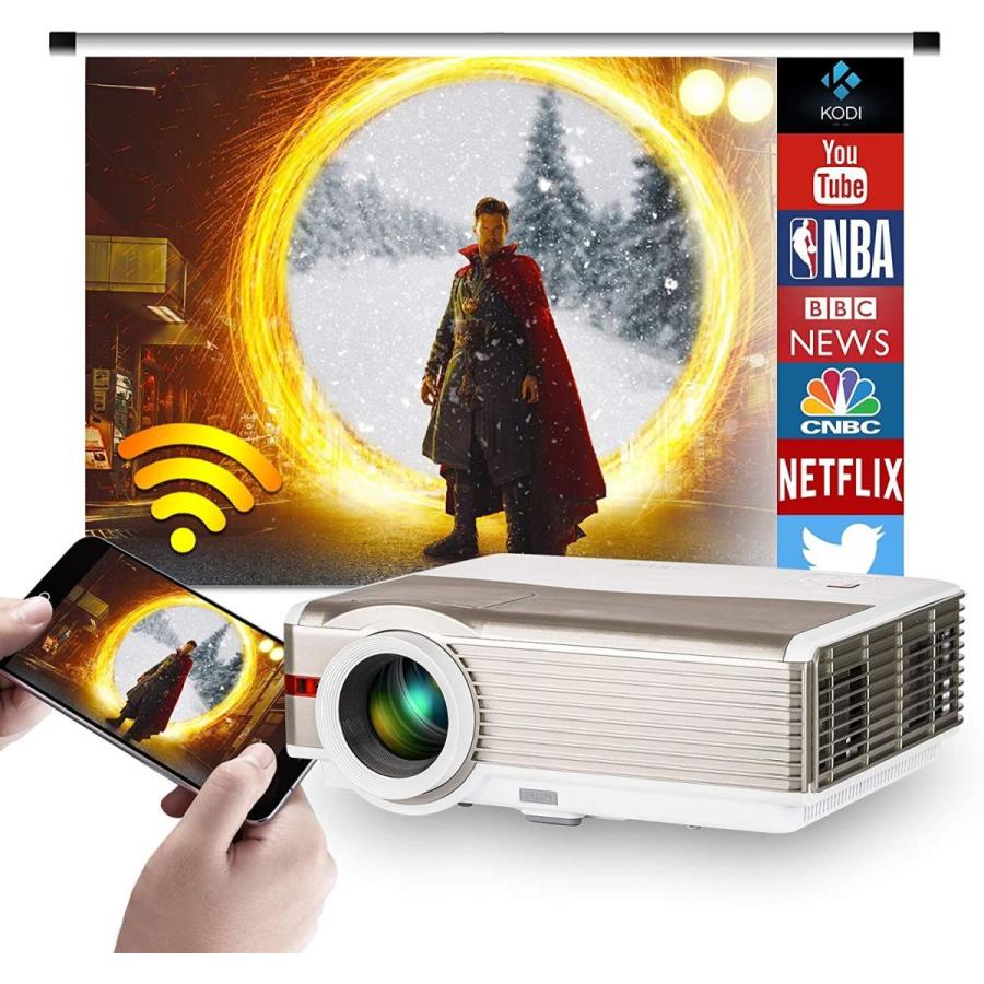 高速配送 19 1080リアル解像度wi Fi プロジェクターled Android Tv搭載60ルーメンbluetooth ワイヤレスホーム 最安値に挑戦 Zoetalentsolutions Com