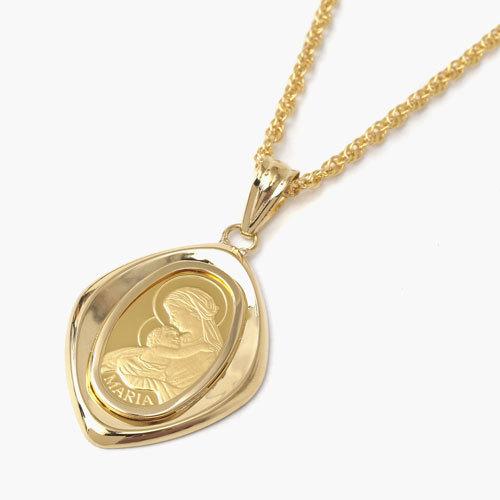 コイン ペンダント ネックレス 小判型 デザイン枠 スイス製 純金