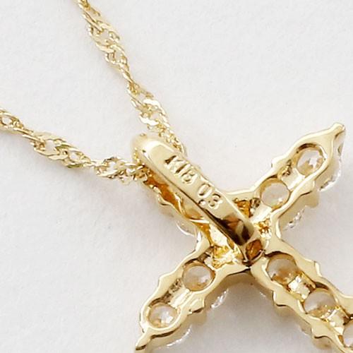 18金 クロス ペンダント ネックレス キュービックジルコニア 0.3ct