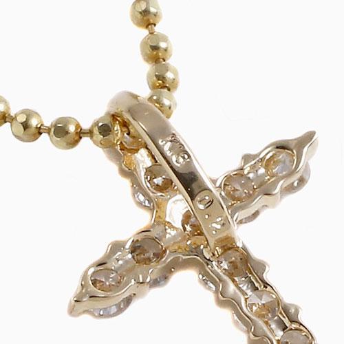 18金 ダイヤモンド クロスペンダント ダイヤ 0.2ct シャンパンカラー 