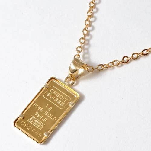 純金 インゴット ペンダント ネックレス シンプル爪枠 スイス製