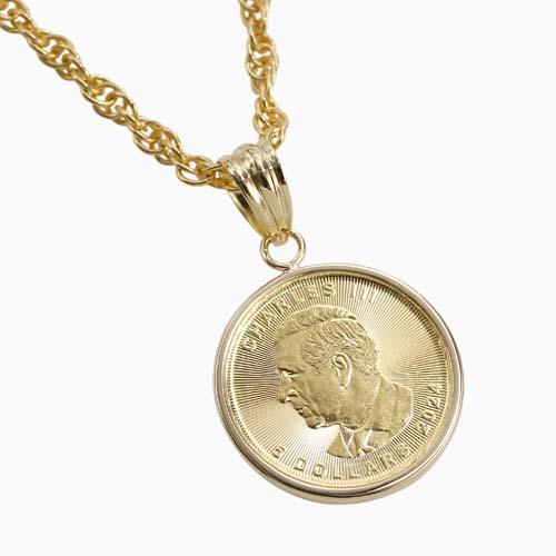 純金 コイン ペンダント メイプルリーフ 金貨 1/10オンス K18 純金 コイン ペンダント メイプルリーフ 金貨 1/10オンス K18
