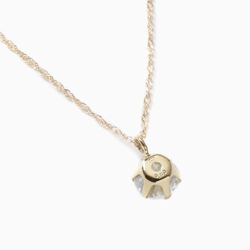 18金 ネックレス キュービックジルコニア 0.5ct ペンダント イエロー