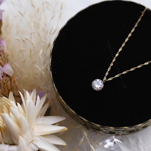 18金 ネックレス キュービックジルコニア 0.5ct ペンダント イエロー