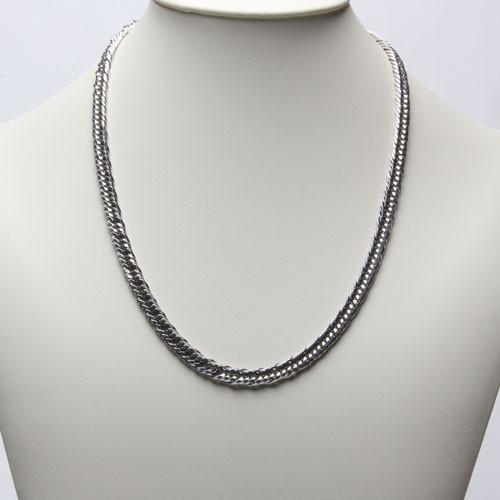 トリプル１２面カット 純国産シルバーキヘイネックレス Made in Japan 最大幅約6.4mm厚さ約2.8mm 刻印 日本製 中折式 メンズジュエリー ユニセックス ペアアクセの画像