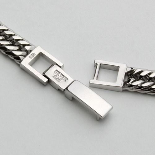 トリプル１２面カット 純国産シルバーキヘイネックレス Made in Japan 最大幅約6.4mm厚さ約2.8mm 刻印 日本製 中折式 メンズジュエリー ユニセックス ペアアクセの画像