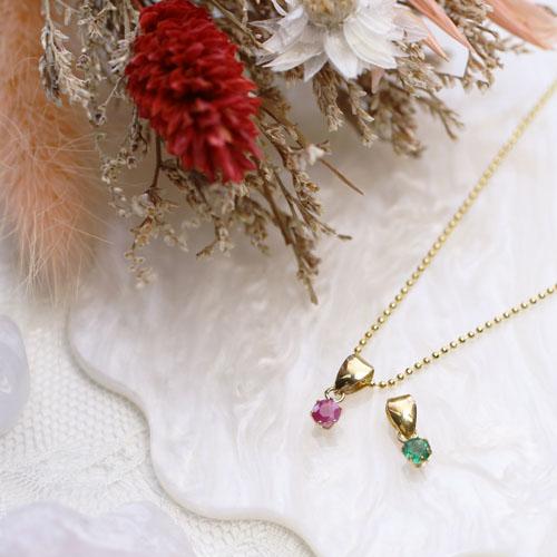 ルビー エメラルド ペンダント 18金 カットボールチェーン ネックレス 2点セット |  | 10