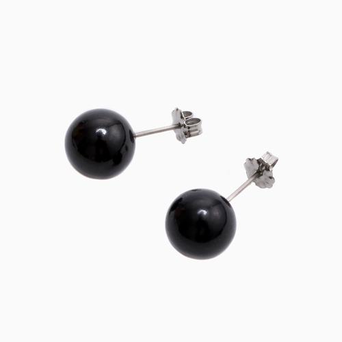 ジェット ネックレス 8mm珠 10mm珠 天然ジェット チタンポスト ピアス 