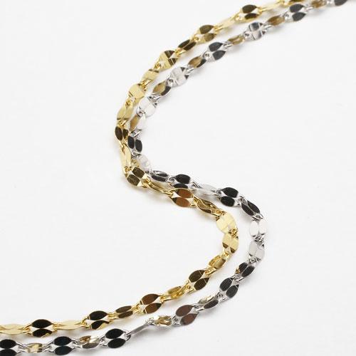 純金 純プラチナ ネックレス ペタル チェーン コンビ 2連 Pt999 K24