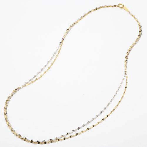 純金 純プラチナ ネックレス ペタル チェーン コンビ 2連 Pt999