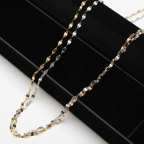 純金 純プラチナ ネックレス ペタル チェーン コンビ 2連 Pt999 K24