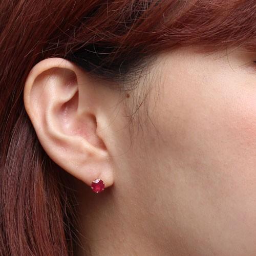 ピアス プラチナ ルビー 1カラット キャッチ式 Pt900 お洒落