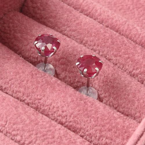 ピアス プラチナ ルビー 1カラット キャッチ式 Pt900 お洒落