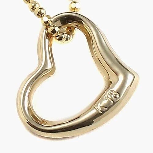 18金 ペンダント ハート スモール K18YG SV925カットボール