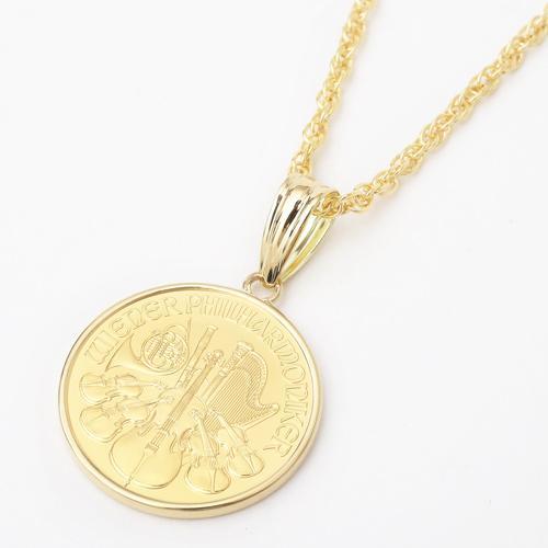 純金 コイン ペンダント 1/4オンス ウィーンハーモニー 金貨 K18 枠