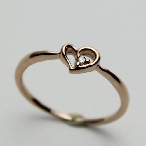 ダイヤモンド 18金 ピンクゴールド リング オープンハート
