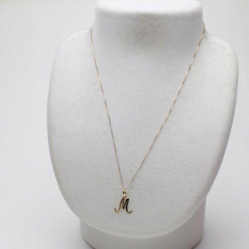 ゴールド イニシャルM ネックレス 18金 ペンダント イニシャル Mデザイン ゴールド ネックレス 10金