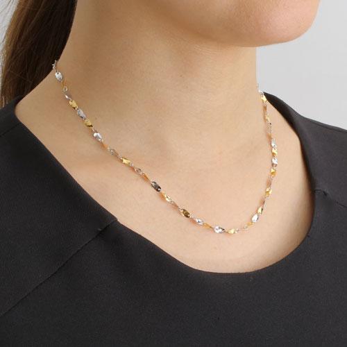 純金 純プラチナ コンビ ネックレス プレシャスシャイン K24 Pt999 お洒落 42cm レディース プレゼント オシャレ