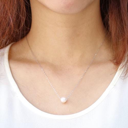 プラチナ ネックレス あこや真珠 8mm珠 ペンダント スクリュー