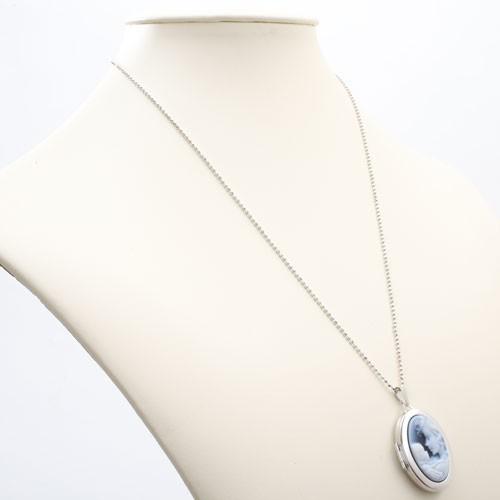 ロケットペンダント シルバー ストーンカメオ付 母子大 ドイツMERZ社