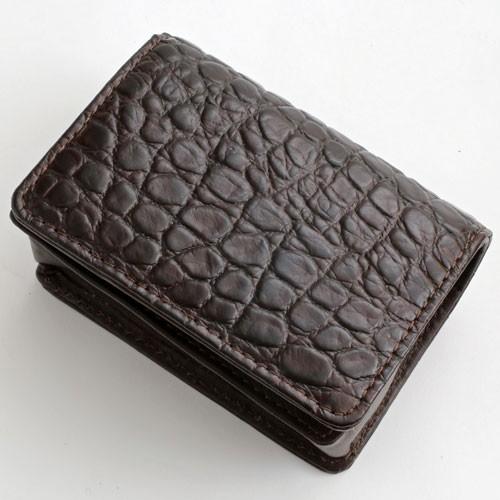 クロコ/ワニ革/牛革/長ネームカード/ファッション/ブラウン クロコ ワニ革 牛革 長ネームカード ファッション ブラウンマグネット