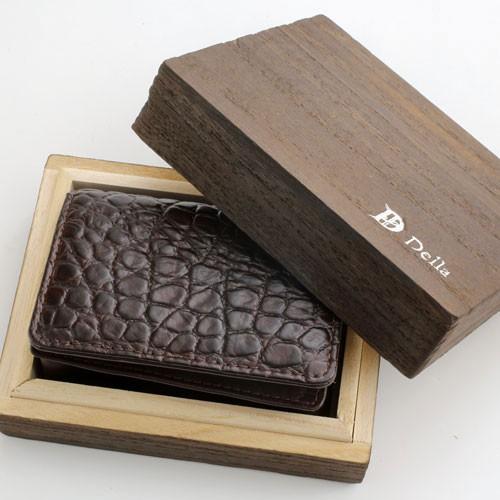 クロコ ワニ革 牛革 長ネームカード ファッション ブラウンマグネット