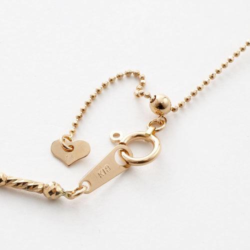 18金 ネックレス 形状記憶 チタン入 K18 ショートロング ミラクルカット ミラーボール ネックレス お洒落 レディースの画像