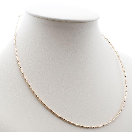 18金 ネックレス 形状記憶 チタン入 K18 ショートロング ミラクルカット ミラーボール ネックレス お洒落 レディースの画像