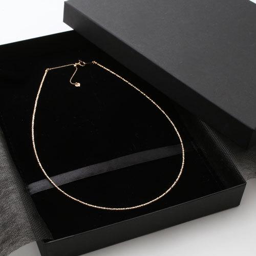 18金 ネックレス 形状記憶 チタン入 K18 ショートロング ミラクルカット ミラーボール ネックレス お洒落 レディースの画像