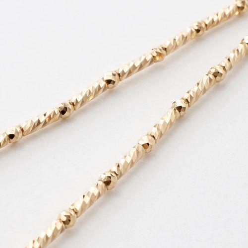 18金 ネックレス 形状記憶 チタン入 K18 ショートロング ミラクルカット ミラーボール ネックレス お洒落 レディースの画像