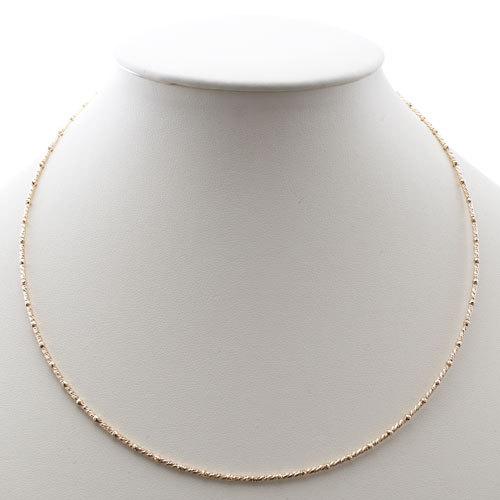 18金 ネックレス 形状記憶 チタン入 K18 ショートロング ミラクルカット ミラーボール ネックレス お洒落 レディースの画像