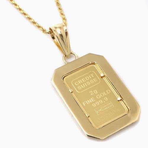 チェーン 受注生産商品 18金 純金 インゴット リバティ スイス製長方形