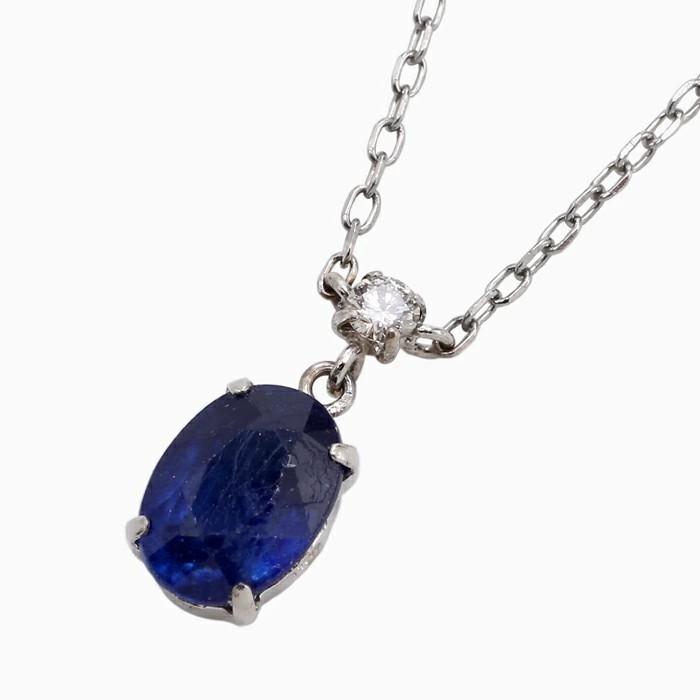 Pt900 Pt850 サファイア1.56ct ダイヤ0.55ct ネックレス プラチナ Platinum Pt850 Pt900 サファイア Sapphire SA1ct