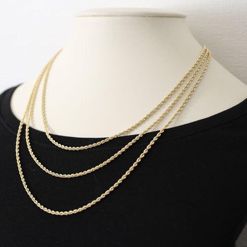 ☆彡イタリア製１８金パイプロープ55cmロングサイズネックレス イタリア製 18金 ネックレス 55cm 1.8g 縄編み パイプロープ