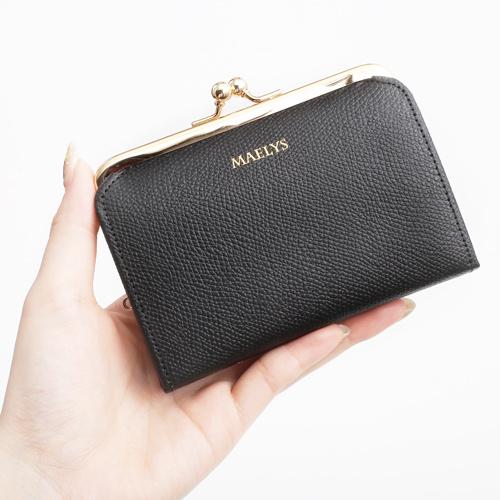 財布 二つ折り財布 がま口 カード お守り ブラック 黒 ファッション