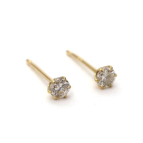 18金 ピアス ダイヤ 0.2ct K18 スタッド キャッチ式 ダイヤモンド 鑑別