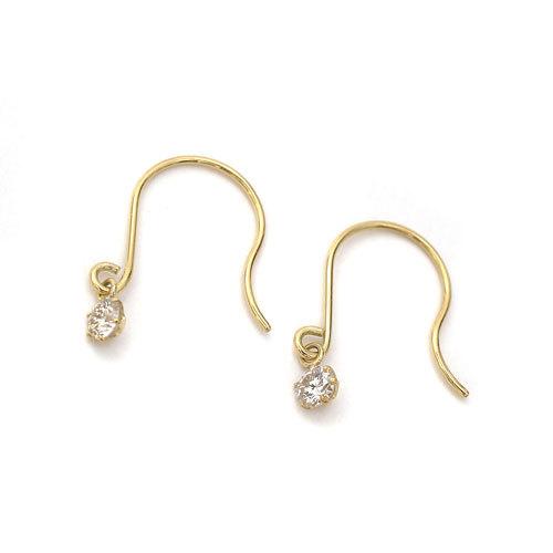 小さく可愛いサイズが魅力 18金 K18 ダイヤモンドピアス フック式