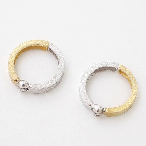 10金 ピアリング イエロー ホワイト リバーシブル K10