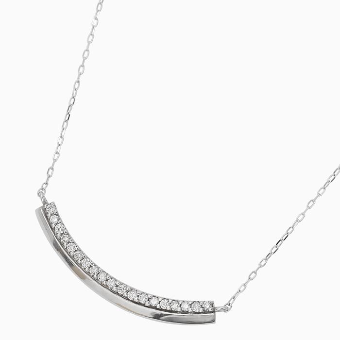 10金 K10WG ホワイトゴールド ダイヤモンド 0.12 ネックレス アズキ 