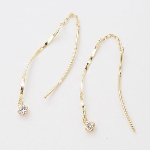 18金 ピアス K18 ゴールド ダイヤモンド ダイヤ アメリカンピアス