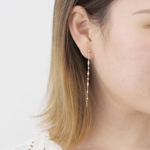 K18YG クロス2wayデザインピアス 0.9g しぼれる 