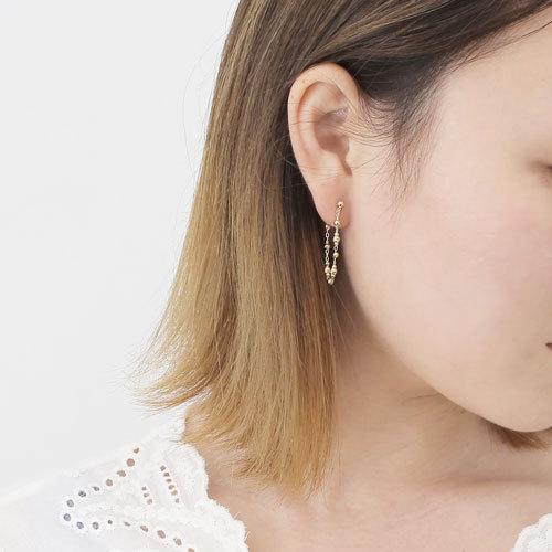 18金 K18 ピアス Iデザイン 2way フープ レディース ゴールド 