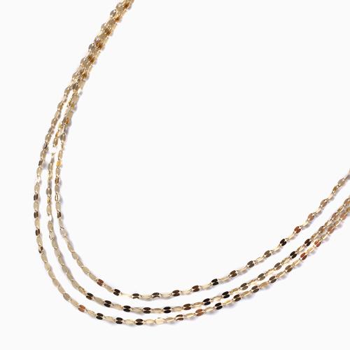 18金 ネックレス K18 ゴールド ペタル チェーン 3連 ロング 18金 ネックレス K18 ゴールド ペタル チェーン 3連 ロング